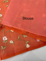 Kota Supernet embriodery saree SHSNYNM -Orange