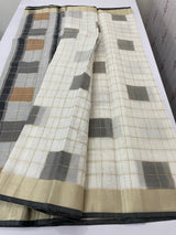 Checks semi chanderi saree  MS9871 - Grey