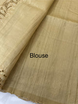 Semi tussar saree with cutwork MSHK566 Chiku
