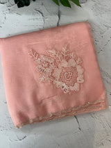 Crush Organza saree with applique work MBS676 Pastel PeachyPink