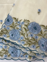 Mul chanderi embriodery saree with scalloped borders MSH176
