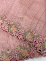 Blended tussar saree with cutwork border- MSHK695