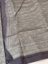 Banarasi semi katan saree in silver zari SHSNRIC