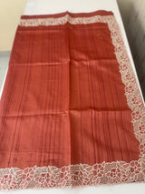 Cutwork Semi tussar saree MTSS879 Dark Peach