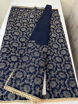 Blended tussar silk saree with embroidery- MSH158 DarkBlue