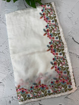 Soft kota checks saree with embroidery  - MS7843 White