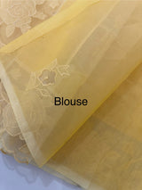 Viscose Organza saree with applique work-MSH101 MangoYellow