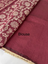 Blended tussar silk saree with embroidery- MSH158 Maroon