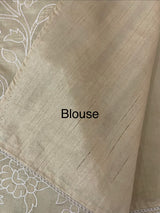 Blended Tussar silk saree with applique work- MSH200 Chiku