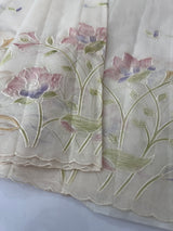 Supernet saree with embroidery and handpaintingwork MSH104- PastelBeige