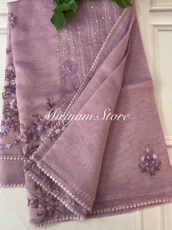 Tissue Organza saree with beautiful hand embroidery work FBLK162