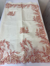 Mul chanderi applique work saree  MSH137 - Cream & Red