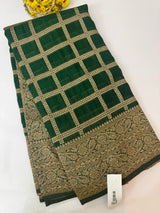 Semi banarasi Khaddi Georgette saree - MS1498 BottleGreen