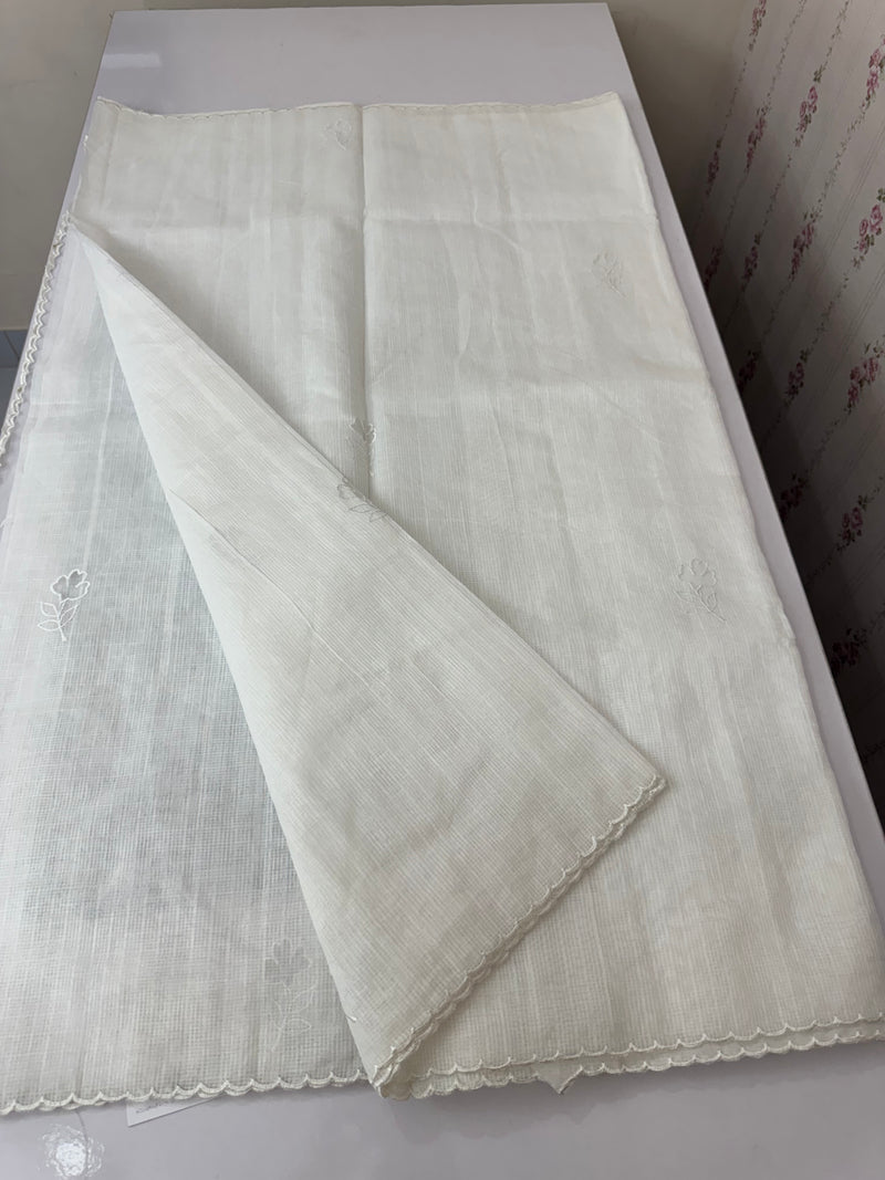 NetKota Applique work saree   -MSH998 White