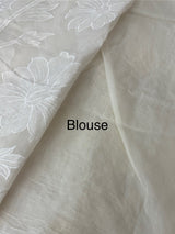 Mul chanderi applique work saree  MSH115 - Offwhite