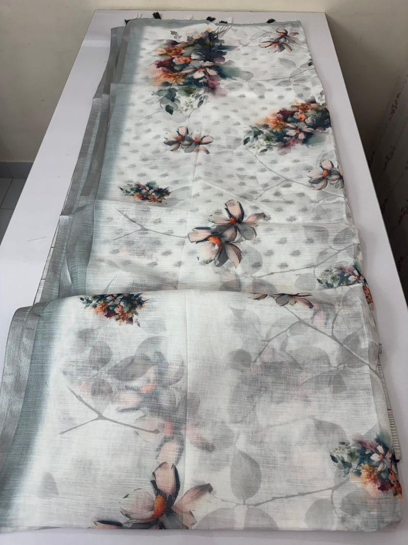 Digital printed semi Linen Saree MLS615- 22