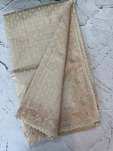 Cutwork blended tussar saree   - Cream MS5222 (2)