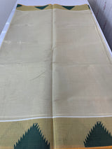 Kerala gold tissue saree with temple border - Green