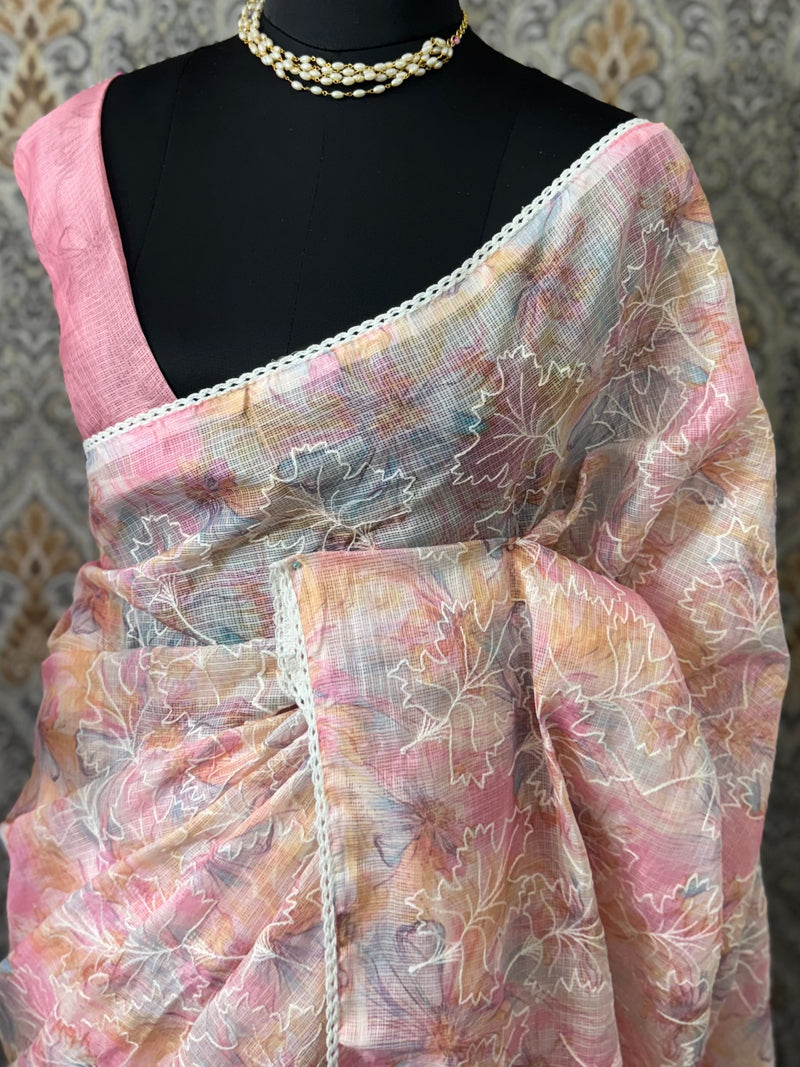 Soft kota checks saree with embroidery SVPSSR