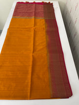 Soft silk sarees with contrast pallu & blouse MJL890 Yellow to Pink