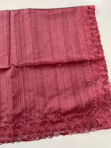 Blended tussar saree with cutwork -MSHK678 Burgundy