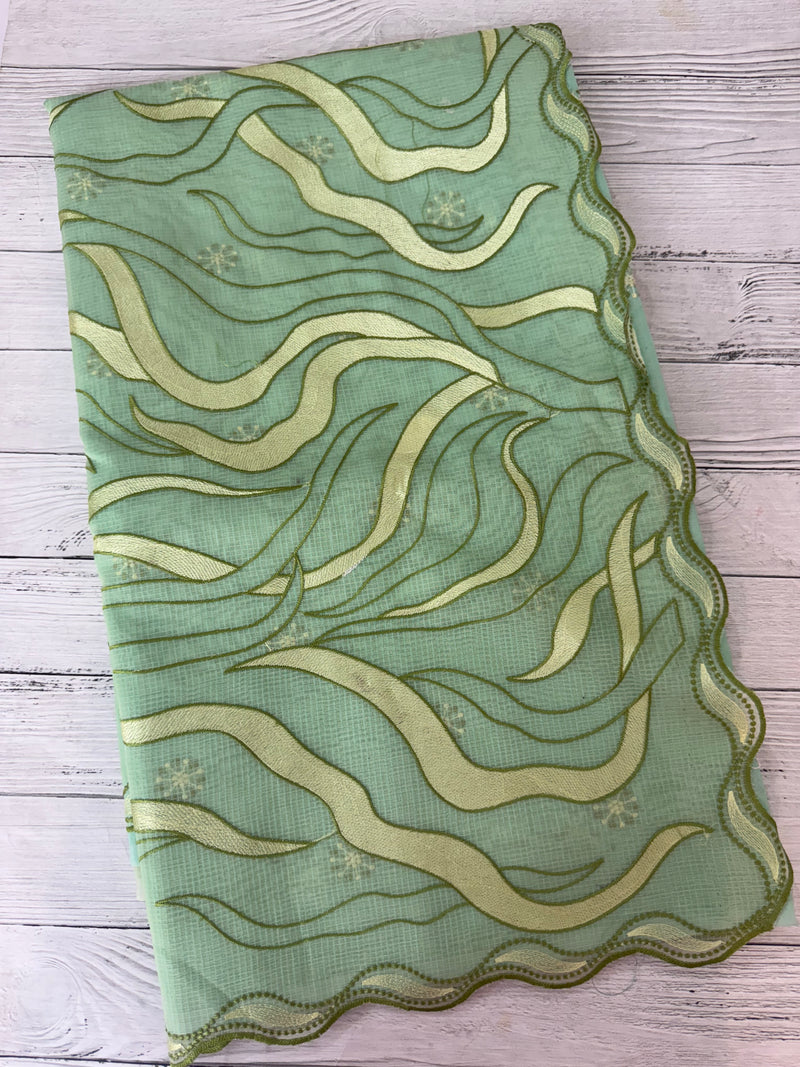 Kota silk embroidery saree  MSH125- Pista Green