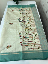 Blended tussar silk saree with hand embroidery MS40488