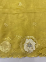 Unstitched Malai chanderi suit set with applique work- MK157 GreenyMustard