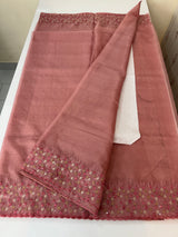 Organza saree with embroidery borders - MSH907 DuskyPeachPink