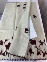Tissue cotton applique work saree MS6743(1) - Maroon