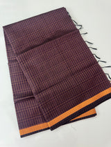 Mangalagiri Silk Cotton Saree with zari checks MS90321 Wine