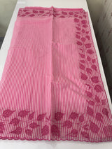 Striped Mul chanderi saree with net applique borders MSH987
