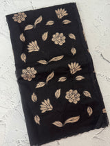 Organza saree with tissue applqiue work - MSH989 Black