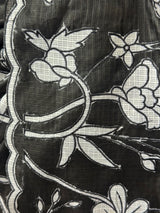 Soft kota silk saree with applique work MS14410- Black& white