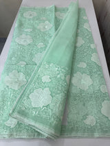 Semi organza saree with applqiue work - MSH256 AquaBlue