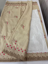 Soft crepe tussar silk saree with embroidery and cutwork MSH207