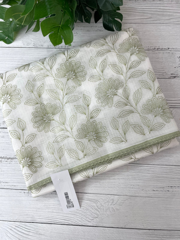Kota cotton embriodery saree MS1490 - White & Green