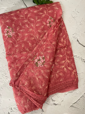 Soft kota checks saree with embroidery - MS7676