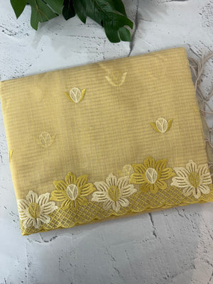 Soft Tissue kota embroidery saree MSK4660 Yellow