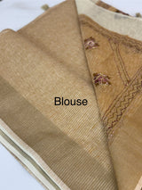 Linen saree with French knots and kanta embriodery MS94311