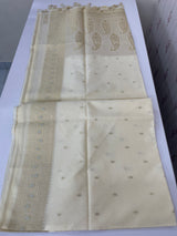 Soft Chanderi viscose silk saree with zari weaving MS1801- Cream