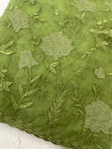 Soft organza saree with applique and thread work - MSH956 (2) DustyGreen