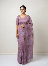 Semi organza saree with appliqué work - MSH906