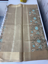 Tissue Silk Saree with Cross Stitch Embroidery MS8933