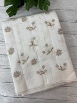 Crushed Blended tussar silk saree with embroidery- MSB7654 White