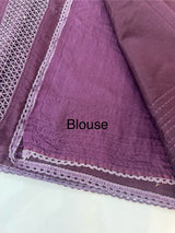 Supernet saree with crochet work and lace border MCJ5433 -Wine(V shape Crochet)