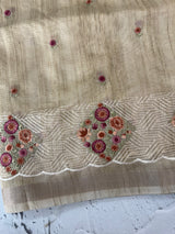 Blended soft tussar silk saree with embroidery- MSB654