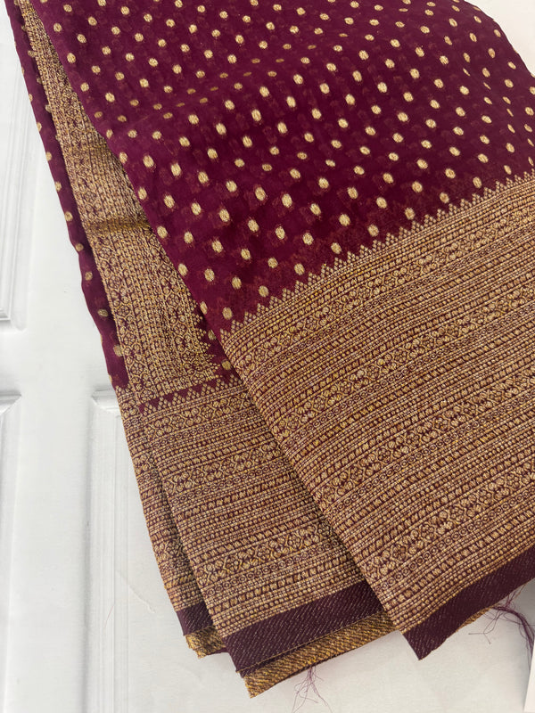Semi banarasi Khaddi Georgette saree - MS1498 DeepWine