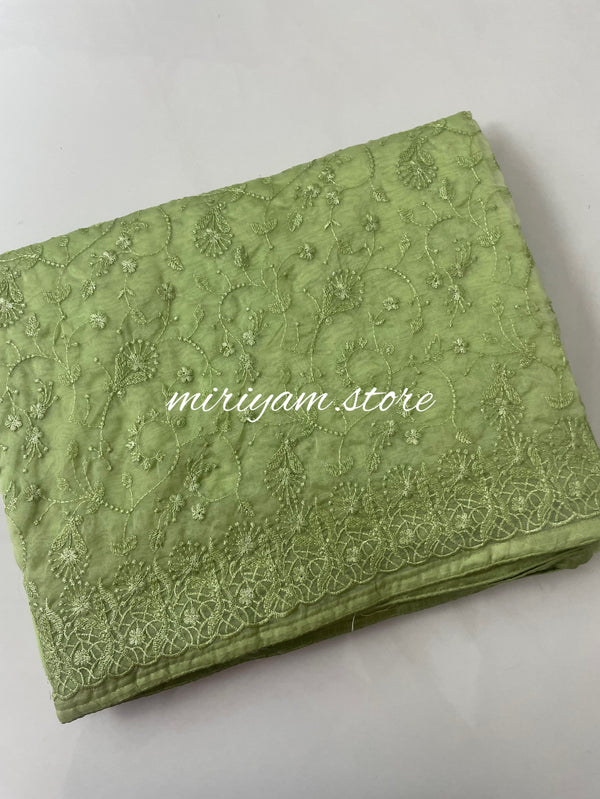 Organza Saree with zari embroidery- MOS863 Pista Green