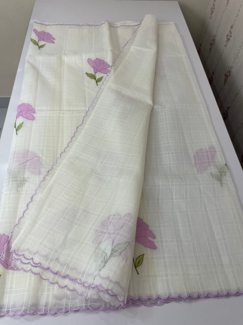 Kota silk cotton saree with applique work MS81789